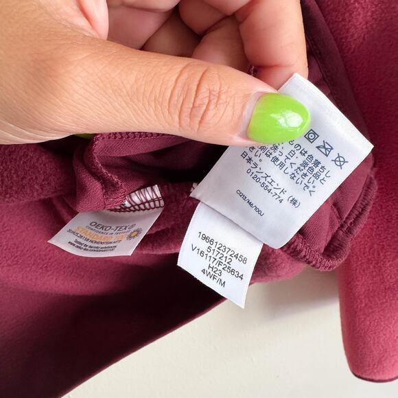 Lands' End Pink + Magneta Colorblock Snap Neck Heritage Fleece Pullover Medium - Picture 6 of 9